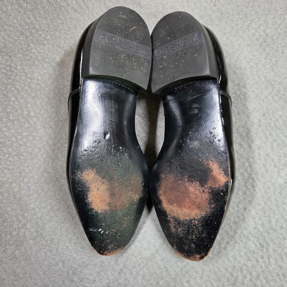 Florsheim Patent Leather Oxford Dress Shoes Men 7D Black Formal Plain Toe